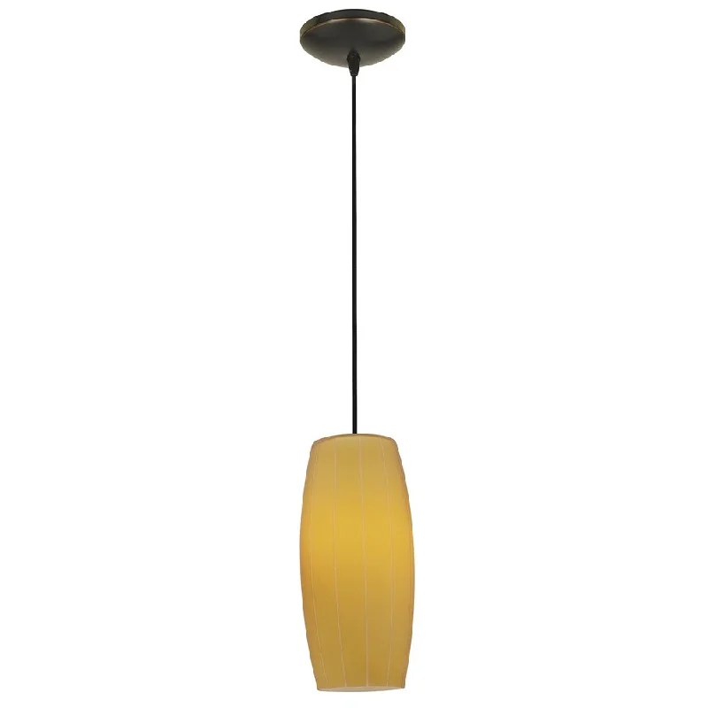 Access Lighting Cognac Bronze Cord Pendant with Amber Shade