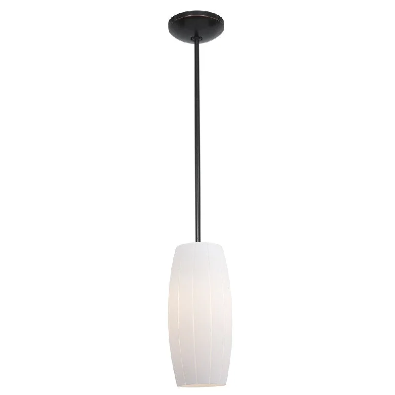 Access Lighting Cognac Bronze Integrated LED Rod Pendant, White Shade