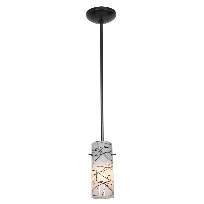 Access Lighting Cylinder LED Pendant with Rod and Black and White Glass