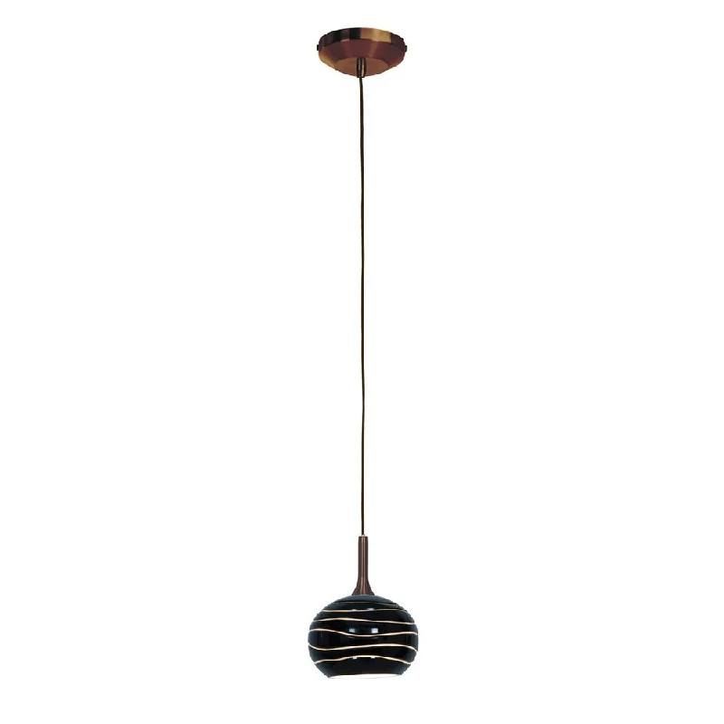 Access Lighting Delta 1-light Halogen Bronze Pendant with Black Lined Sphere Etched Glass