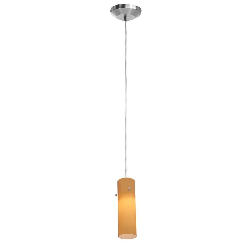 Access Lighting Delta 1-light Halogen Brushed Steel Pendant with Amber Anari Silk Glass