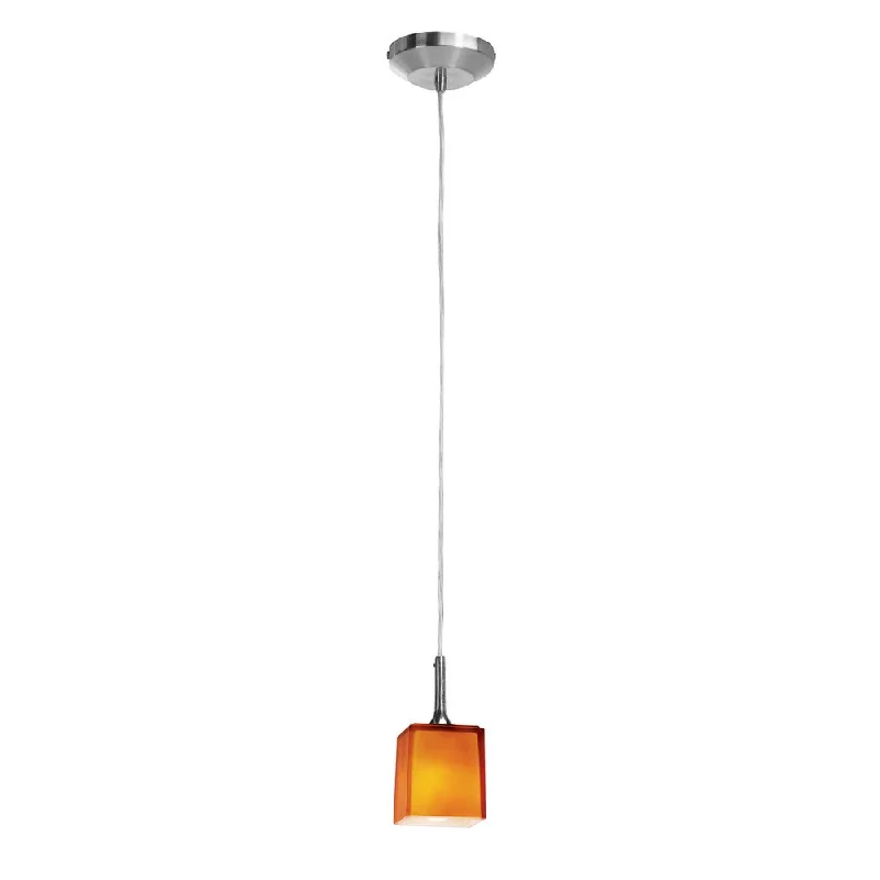 Access Lighting Delta 1-light Halogen Brushed Steel Pendant with Amber Glass