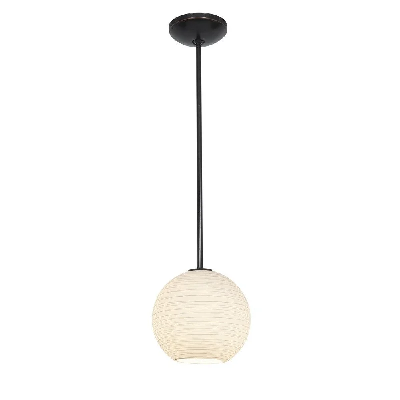 Access Lighting Japanese Lantern 10 inch Bronze Fluorescent Rod Pendant with White Lined Shade