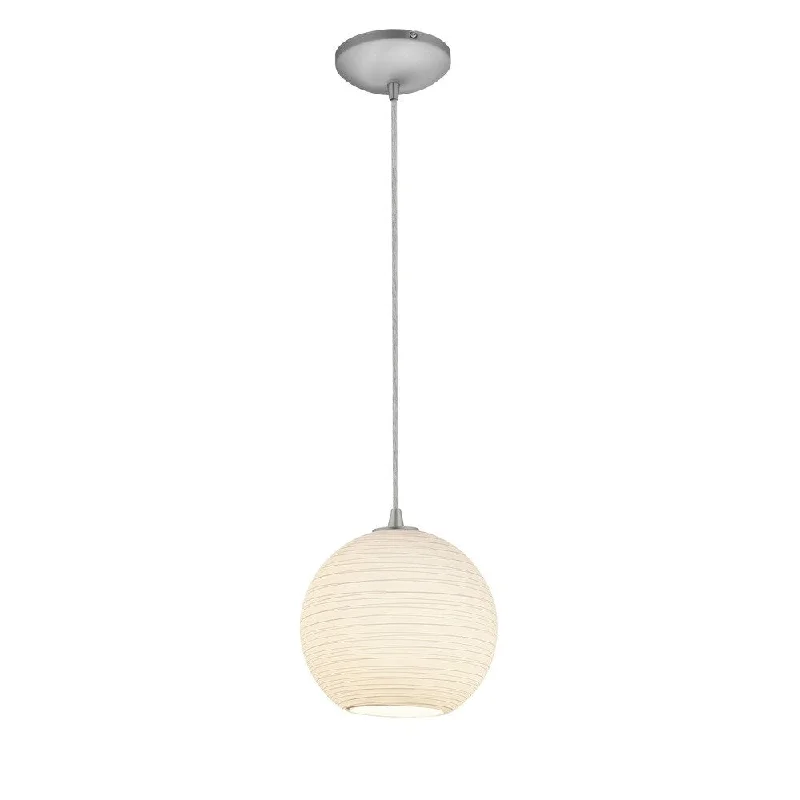 Access Lighting Japanese Lantern 12 inch Steel Fluorescent Rod Pendant with White Lined Shade