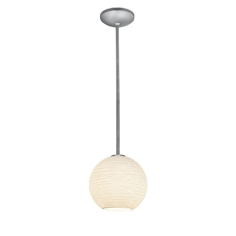 Access Lighting Japanese Lantern 12 inch Steel Fluorescent Rod Pendant with White Lined Shade