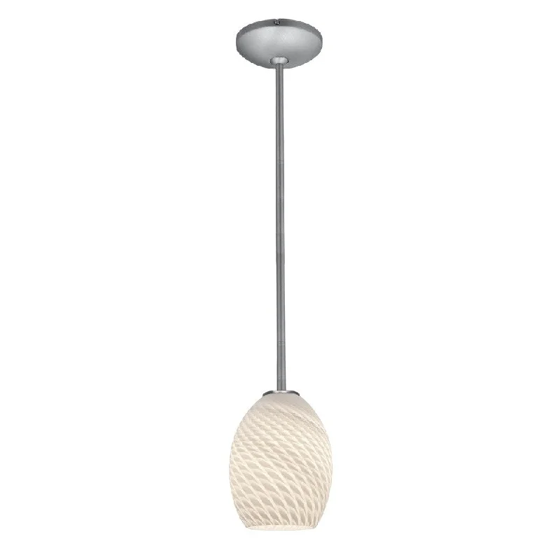 Access Lighting Japanese Lantern 12 inch Steel Fluorescent Rod Pendant with White Lined Shade