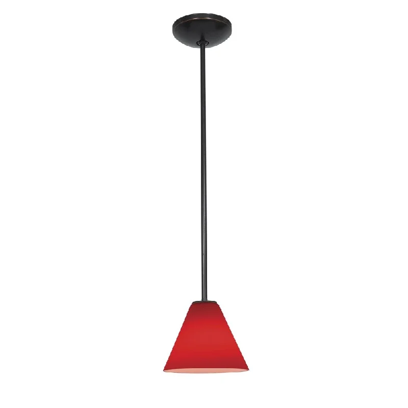 Access Lighting Martini Bronze Fluorescent Rod Pendant with Red Shade