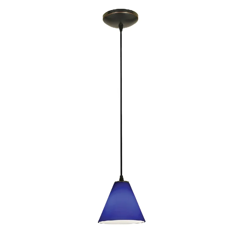 Access Lighting Martini Bronze Integrated LED Cord Pendant, Cobalt Shade