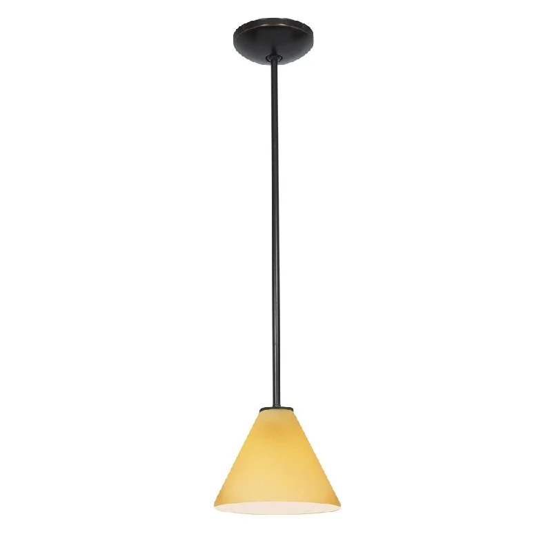 Access Lighting Martini Bronze Integrated LED Rod Pendant, Amber Shade