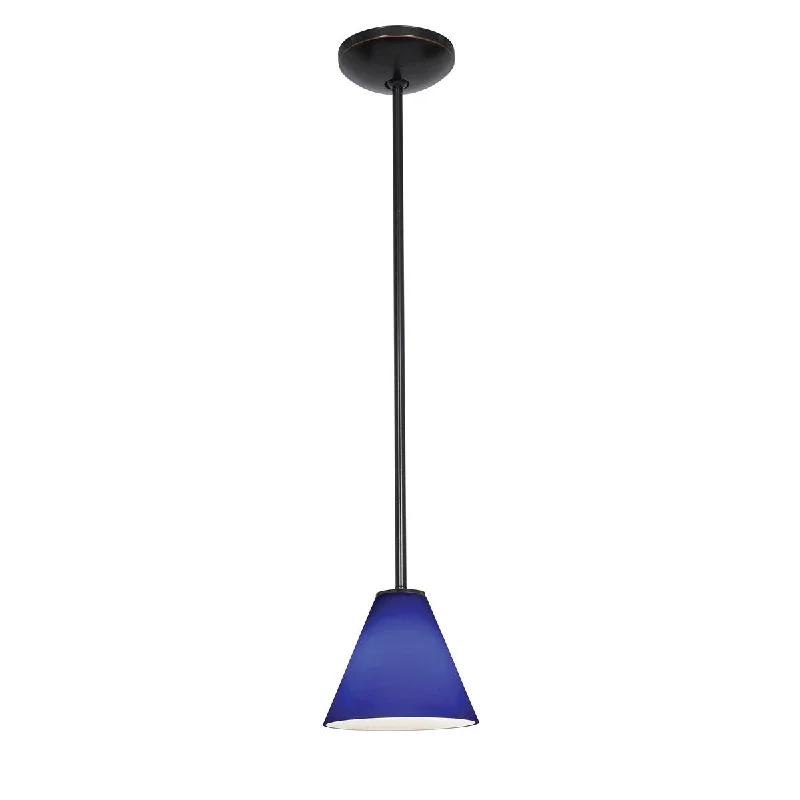 Access Lighting Martini Bronze Integrated LED Rod Pendant, Cobalt Shade