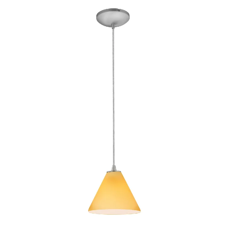 Access Lighting Martini Steel Integrated LED Cord Pendant, Amber Shade