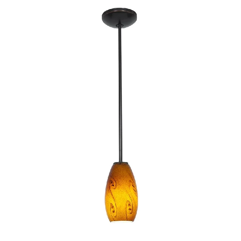 Access Lighting Merlot Bronze Integrated LED Rod Pendant, Amber Sky Shade