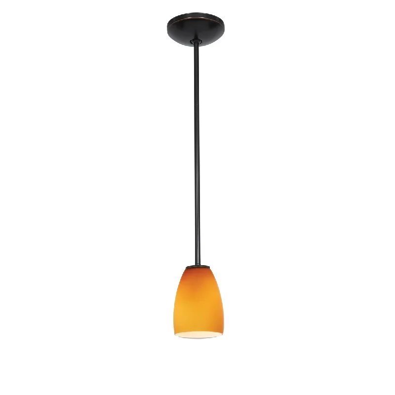 Access Lighting Sherry Bronze Integrated LED Rod Pendant, Amber Shade