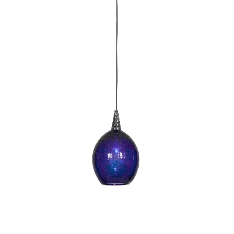 Access Lighting Studio C 1-light Brushed Steel Pendant with Cobalt Crackle Shade