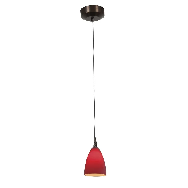 Access Lighting Tungsten LED Bronze Mania Glass Pendant with Red Shade