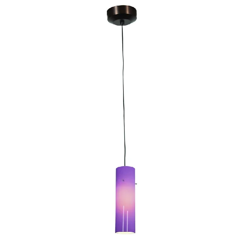 Access Lighting Tungsten LED Bronze Pendant with Plum Anari Silk Shade