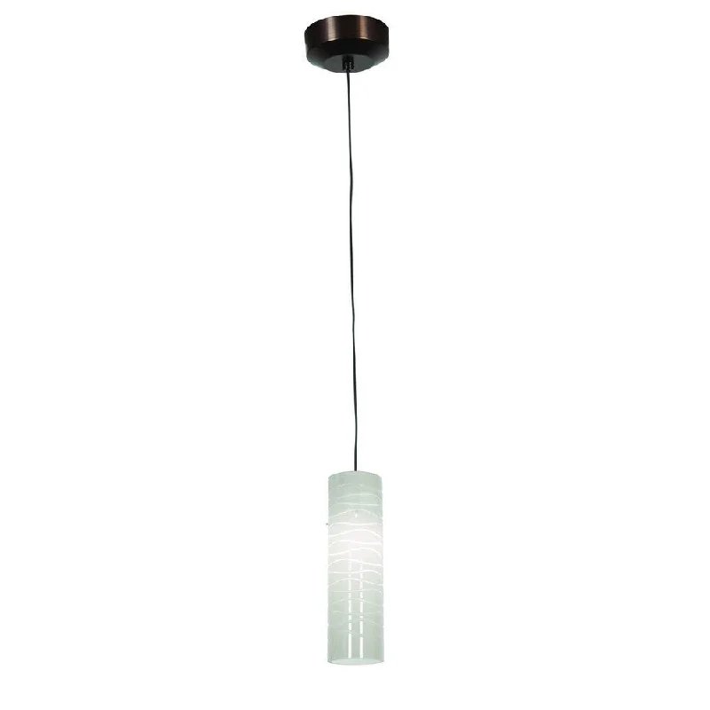 Access Lighting Tungsten LED Bronze Pendant with White Lined Anari Silk Shade