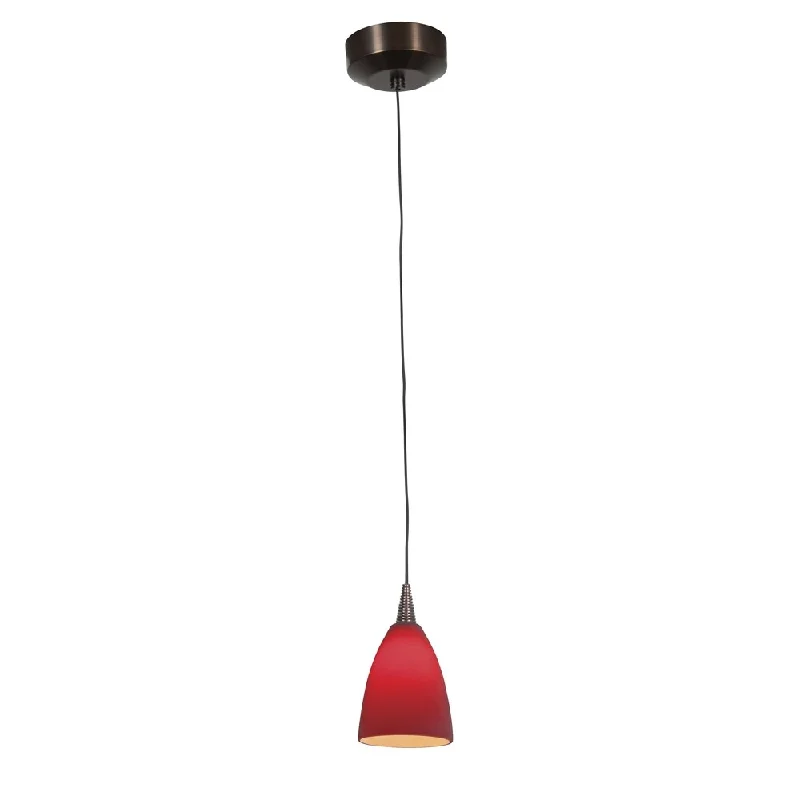 Access Lighting Tungsten LED Mania Glass Bronze Pendant, Red