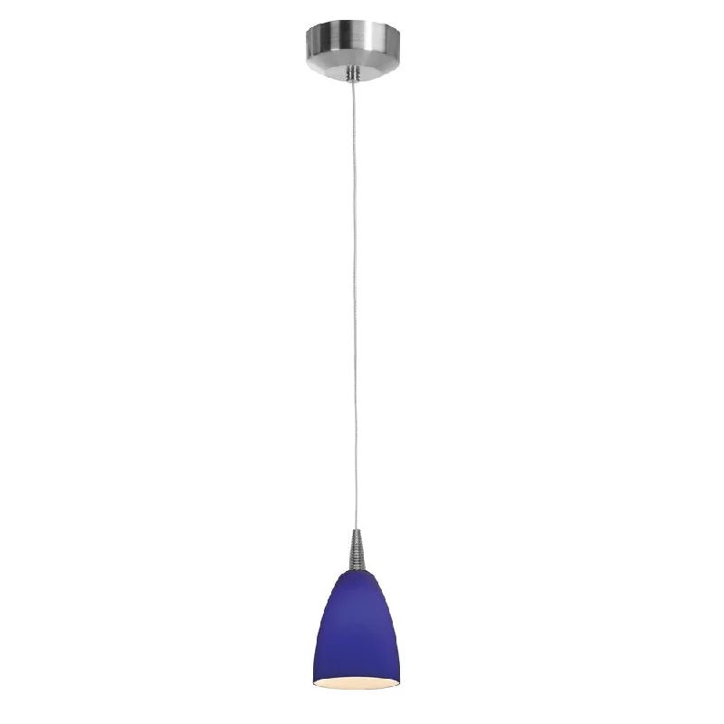 Access Lighting Tungsten LED Steel Mania Glass Pendant with Cobalt Shade