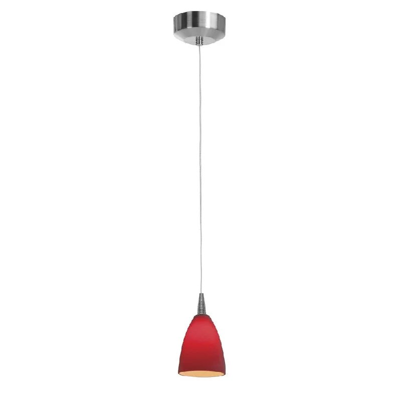 Access Lighting Tungsten LED Steel Mania Glass Pendant with Red Shade