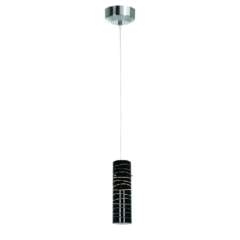 Access Lighting Tungsten LED Steel Pendant with Black Lined Anari Silk Shade