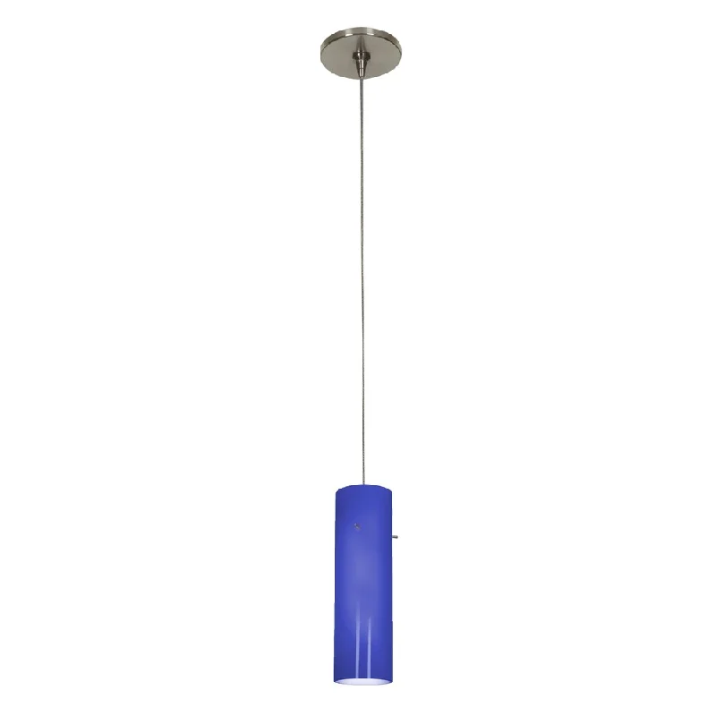 Access Lighting Zeta Low Voltage Anari Silk Steel Pendant with Canopy, Cobalt