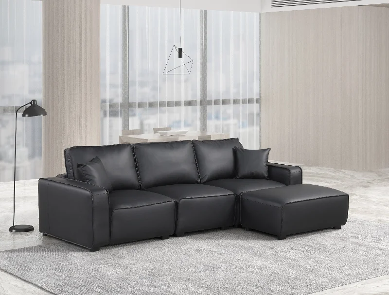 Columbia Black Leather Sectional