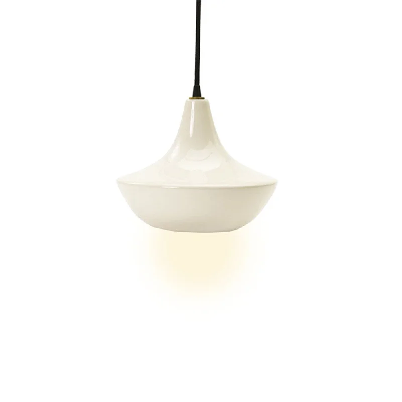 Fangio Lightings# 8792P-WH-D 8 inch Ceramic Pendant With White Finish And Canopy Kit