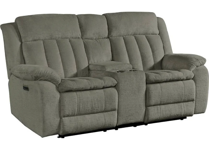 Parker House Furniture Cuddler Power Console Loveseat in Laurel Dove