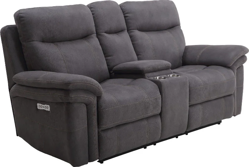 Parker House Mason Loveseat Dual Reclining Power with USB Charging Port and Power Hradrest in Charcoal