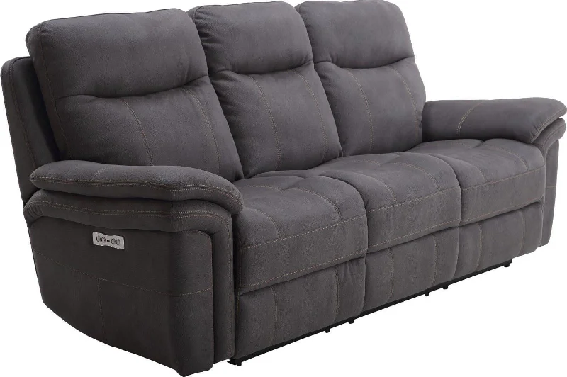 Parker House Mason Sofa Dual Reclining Power with USB Charging Port and Power Headrest in Charcoal