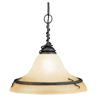 Sea Gull Lighting 6610-185 1-Light Pendant, Iron Finish with Ember Glow Shade