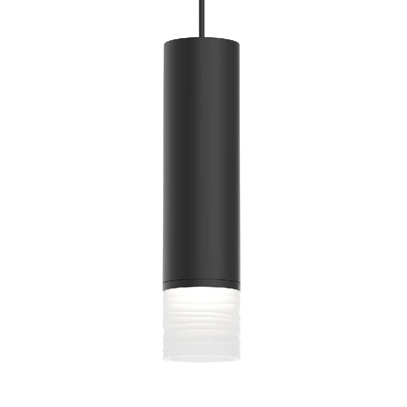 Sonneman Lighting ALC 1-light Satin Black Medium LED Pendant, Etched Ribbon Shade