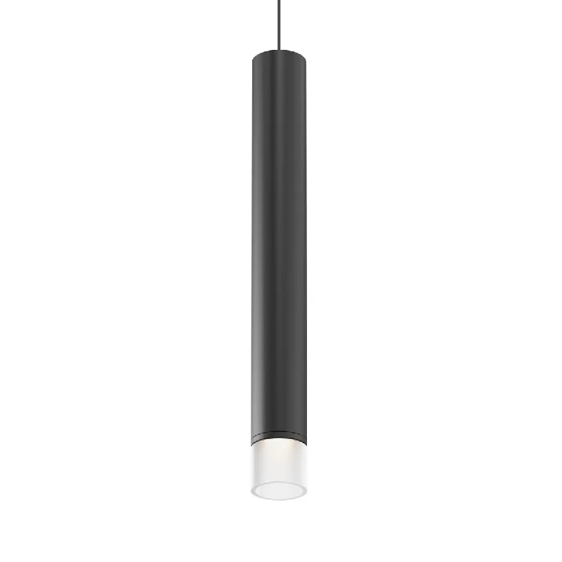 Sonneman Lighting ALC 1-light Satin Black Tall LED Pendant, Etched Shade