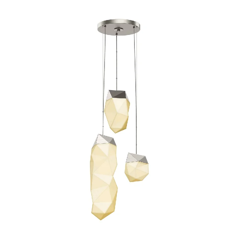 Sonneman Lighting Facets 3-light Satin Nickel LED Round Assorted Pendant, White Shade