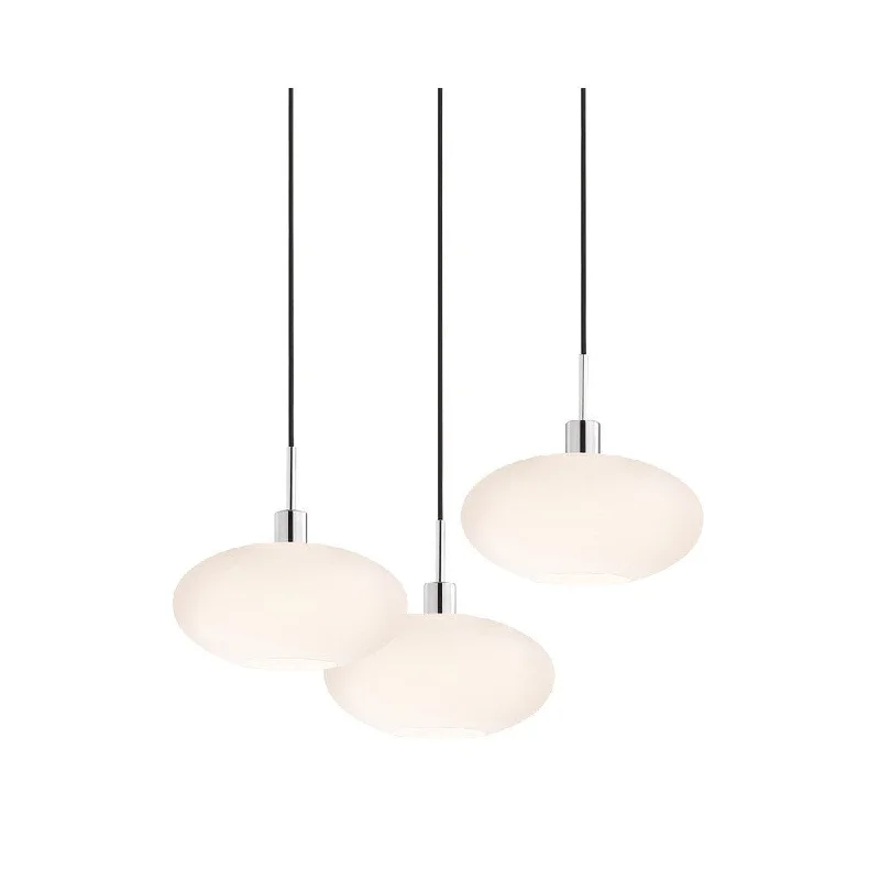 Sonneman Lighting Glass Pendants - 3-light Polished Chrome Grand Oval Cluster Pendant