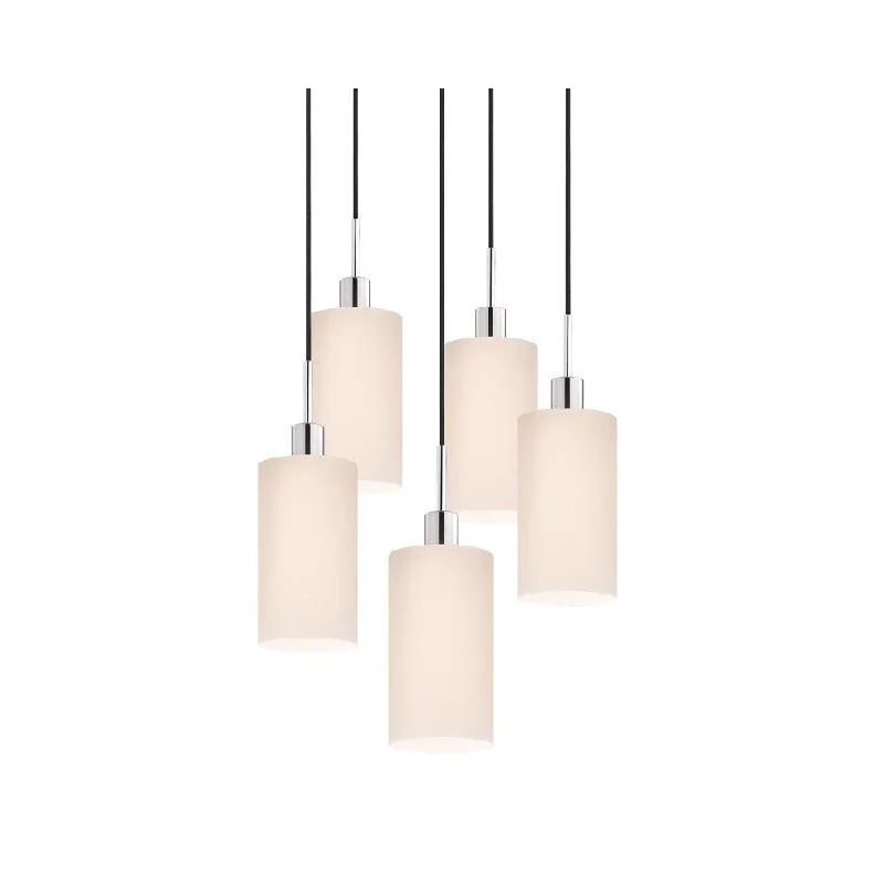 Sonneman Lighting Glass Pendants - 5-light Polished Chrome Cylinder Cluster Pendant