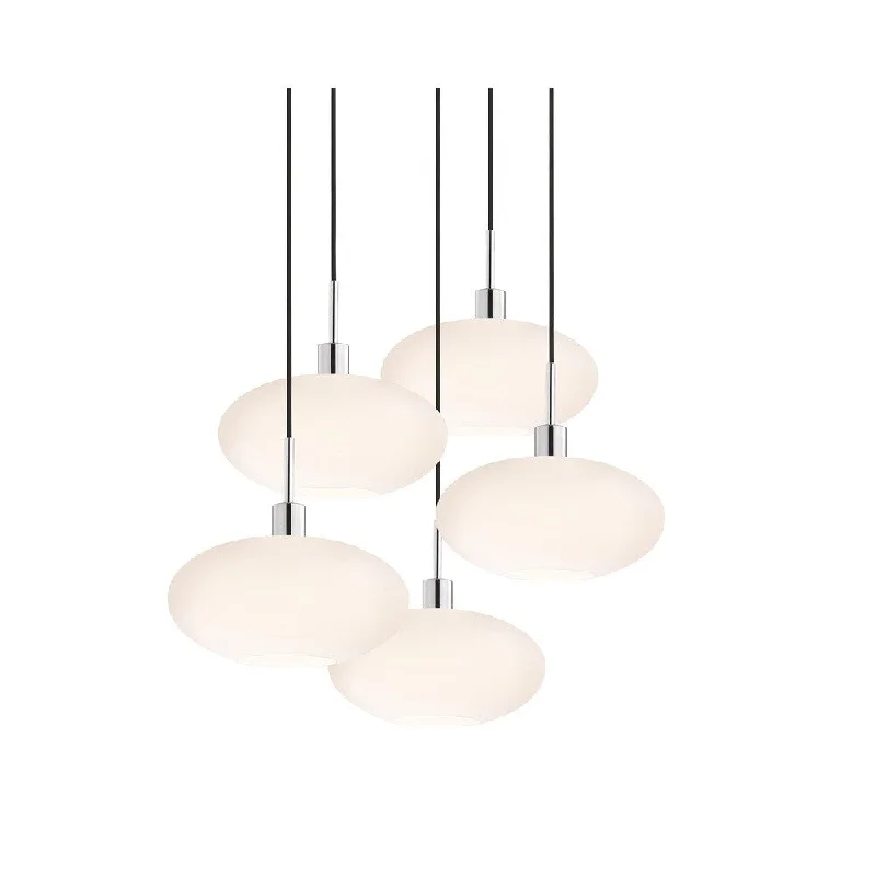 Sonneman Lighting Glass Pendants - 5-light Polished Chrome Grand Oval Cluster Pendant