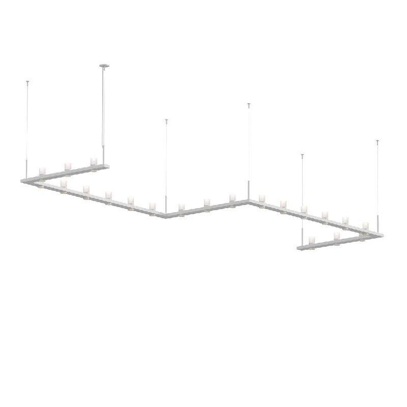 Sonneman Lighting Intervals 21-light Satin White LED Zig Zag Pendant, Clear Etched Cylinder Shade