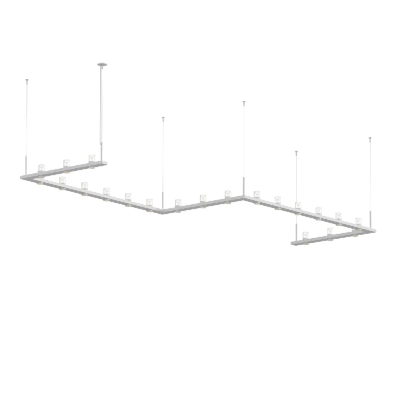 Sonneman Lighting Intervals 21-light Satin White LED Zig Zag Pendant, Clear w/ Etched Cone Shade