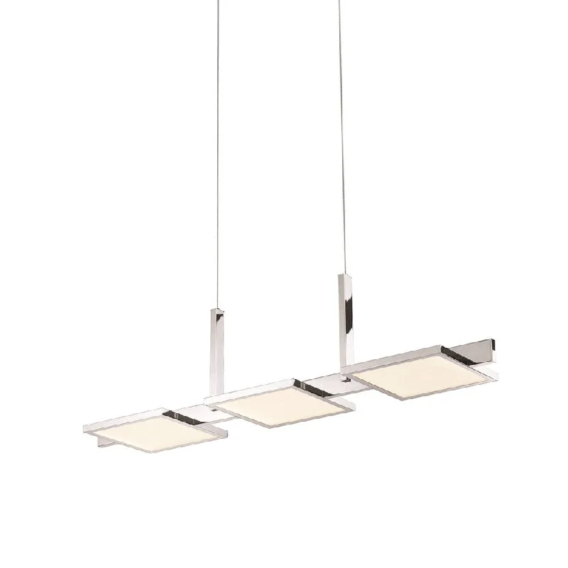 Sonneman Lighting Panels 3-light LED Polished Chrome Bar Pendant, White Shade