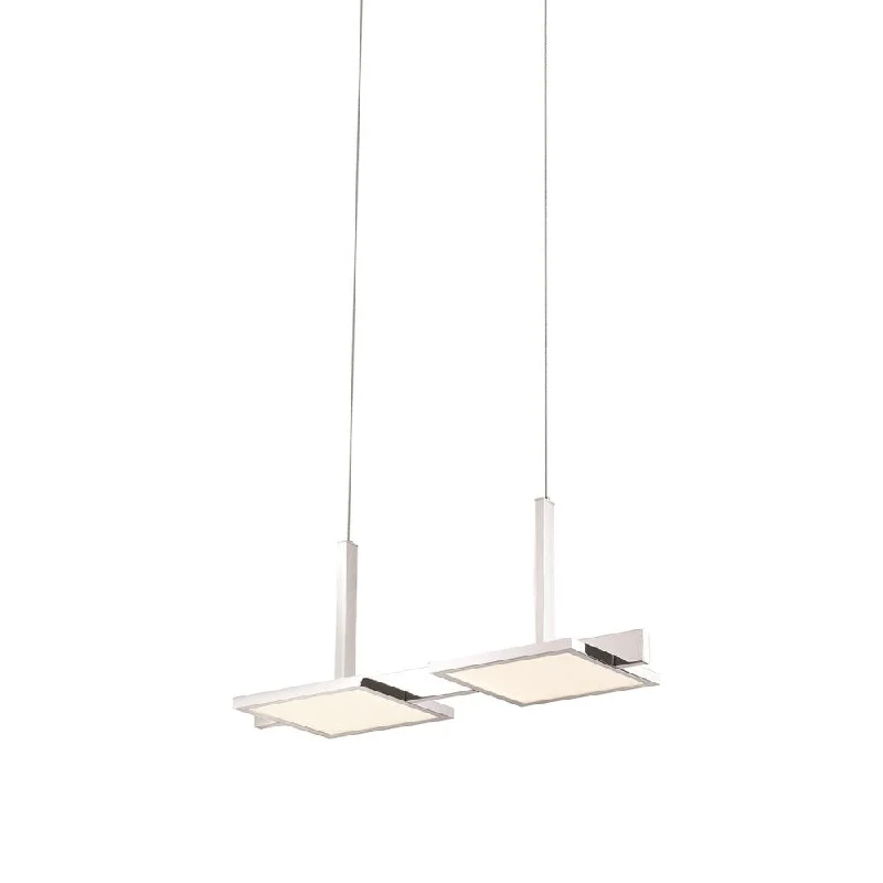 Sonneman Lighting Panels Double LED Polished Chrome Pendant, White Shade