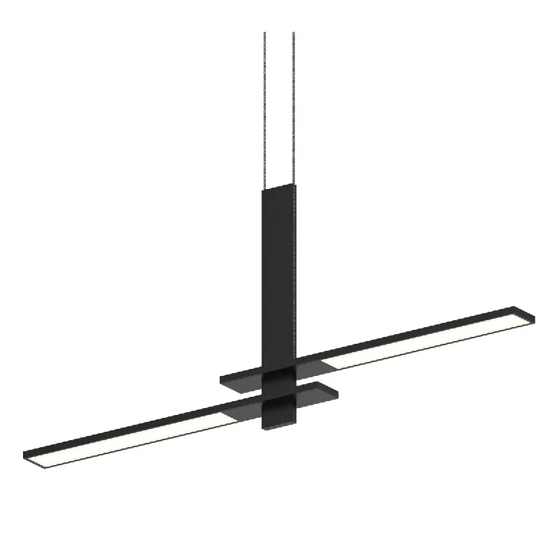 Sonneman Lighting Planes 2-light Satin Black LED Cantilevered Pendant, White Shade