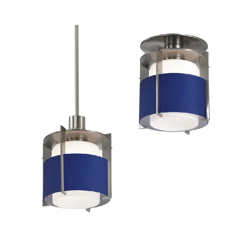 Sonneman Lighting Pool Satin Nickel Small Surface Mount/Pendant, Blue Shade