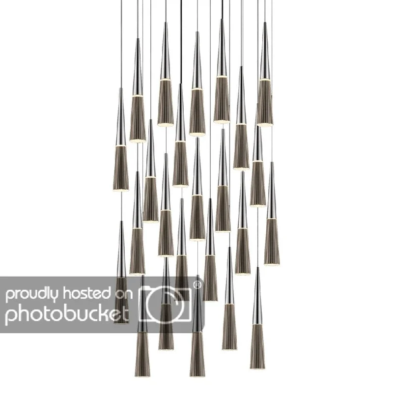 Sonneman Lighting Spire 24-light LED Polished Chrome Round Cluster Pendant, Clear Shade