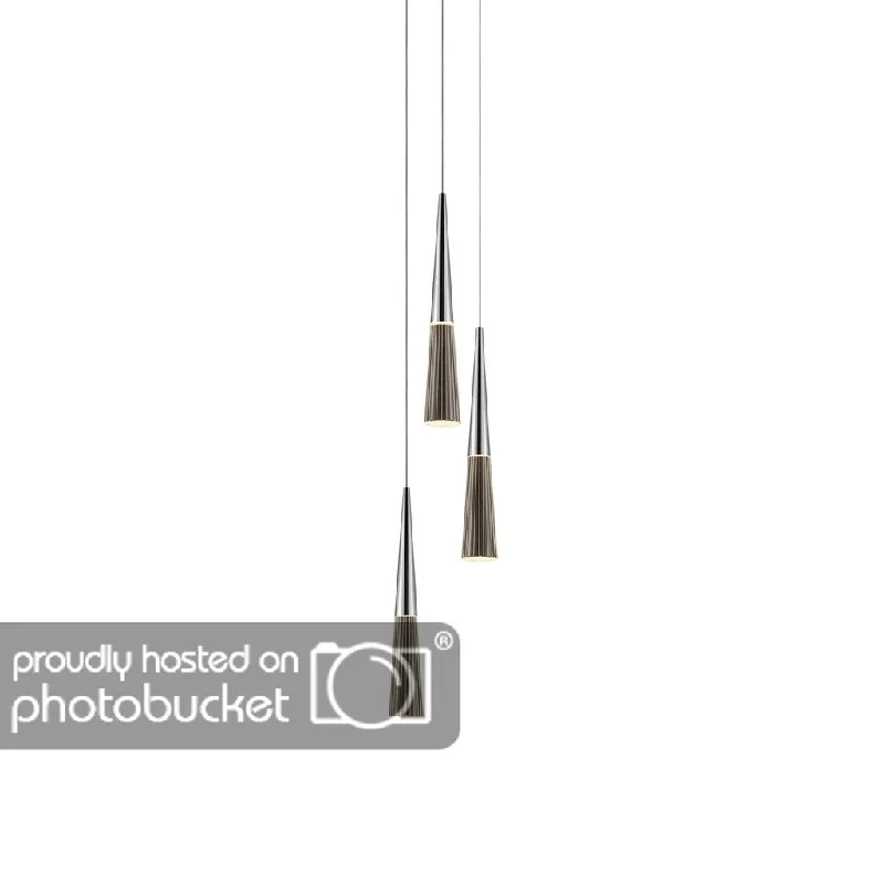 Sonneman Lighting Spire 3-light LED Polished Chrome Round Cluster Pendant, Clear Shade