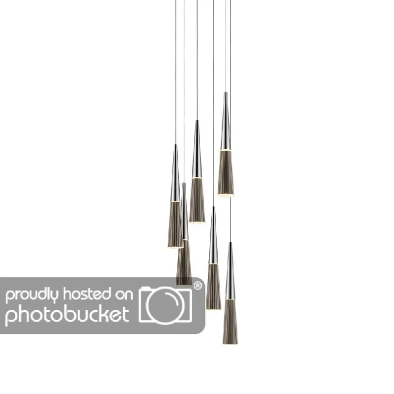 Sonneman Lighting Spire 6-light LED Polished Chrome Round Cluster Pendant, Clear Shade