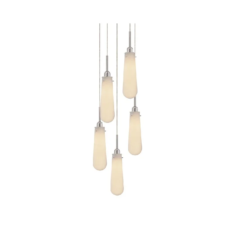 Sonneman Lighting Teardrop 5-light Polished Chrome Pendant, White Shade