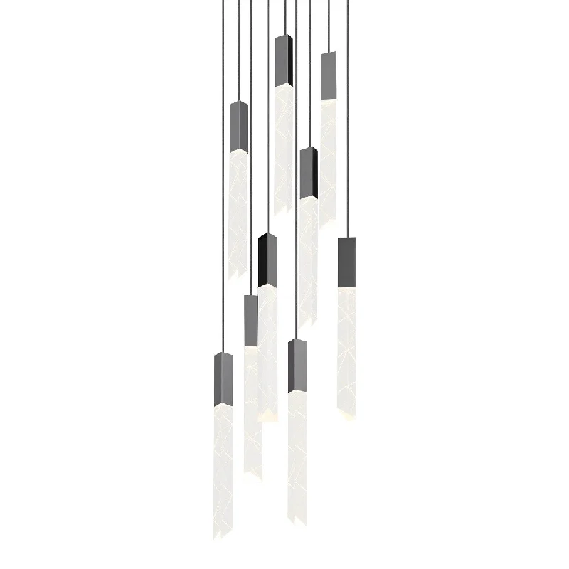 Sonneman Lighting Trinity 9-light LED Polished Chrome Round Cluster Pendant, Clear Shade