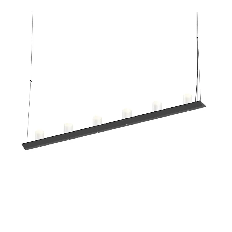 Sonneman Lighting Votives 12-light Satin Black LED Bar Pendant, Clear Etched Crystal Shade